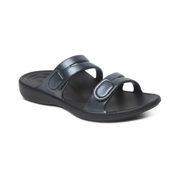 Aetrex Women's Janey Sport Water-Friendly Sandals Black Sandals UK 8798-890